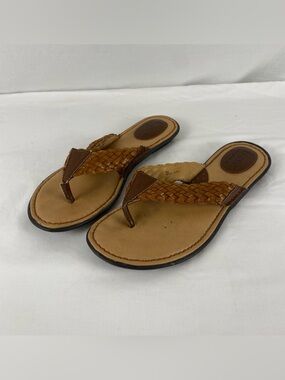 BOC Born Concept Brown Woven Leather Thong Sandals Size 8M